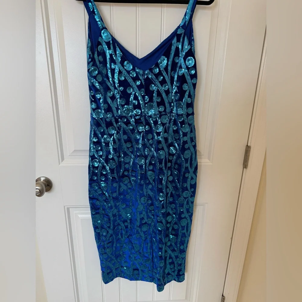 Tatyana Blue Moon velvet sequin wiggle dress pinup XXL retro vintage style 14 16 - Picture 3 of 5